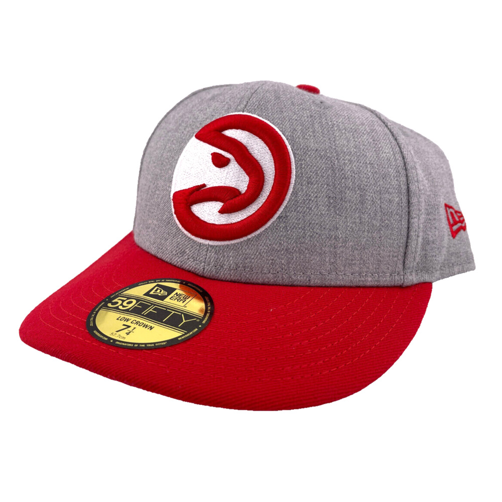 New Era Atlanta Hawks NBA Red Grey UV 59FIFTY Low Crown Fitted Hat Size 7 1/4